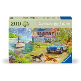 Ravensburger Puzzle 12001370 Summer House on the Lake 200 Pieces Puzzle for Seniors with Large Puzzle Pieces Made of Non-Slip Material, Large Picture Template and Mat for Puzzling