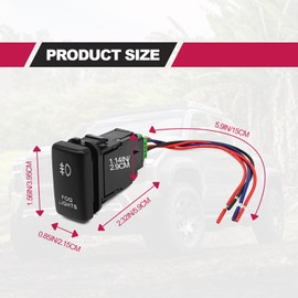 LED Fog Light Symbol Push Button Switch with Connector Wire White Backlit On/Off Kit, Compatible with Tacoma Tundra 4Runner etc