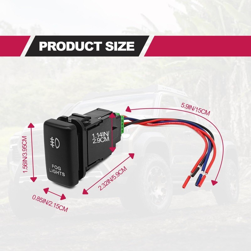 LED Fog Light Symbol Push Button Switch with Connector Wire