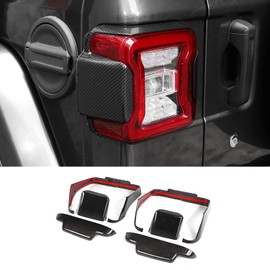 RT-TCZ Tail Light Lamp Cover Guard Trim Frame Bezels Decoration Accessories for 2018-2023 Jeep Wrangler JL JLU (Carbon Fiber Grain)