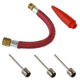 Komonee 5Pc Inflatable Pump Adapter Kit Ball Needles Set with Car Valve Flexible Air Hose Extension Nozzle Connectors for All Type Tyres Toys