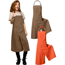 Breathffy 2 Pcs Pottery Aprons Split Leg Adjustable Ceramics Apron with 3 Pockets Pottery Supplies for Adults Ceramic Lovers(Terracotta, Brown)