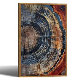 Framed Tree Ring Wall Art Prints Nature Wood Wall Decor Colorful Abstract Large Neutral Canvas Wall Art for Living Room Tree of Life Painting Picture Organic Modern Family Wall Decor 16"x24"