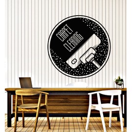 Vinyl Wall Decal Carpet Cleaning Company Vacuum Cleaner Stickers Mural Large Decor (g6843) Black