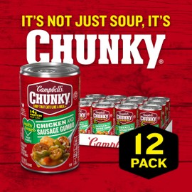 Campbell’s Chunky Soup, Healthy Request Chicken and Sausage Gumbo, 18.8 oz Can (Case of 12)