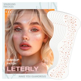 Leterly 24 Pcs Glitter Freckles Face Tattoo,Rose Gold Face Glitter Makeup Patches Cute Sparkle Freckles Patches Waterproof Makeup Speckles for Face Accessories for Women Girls