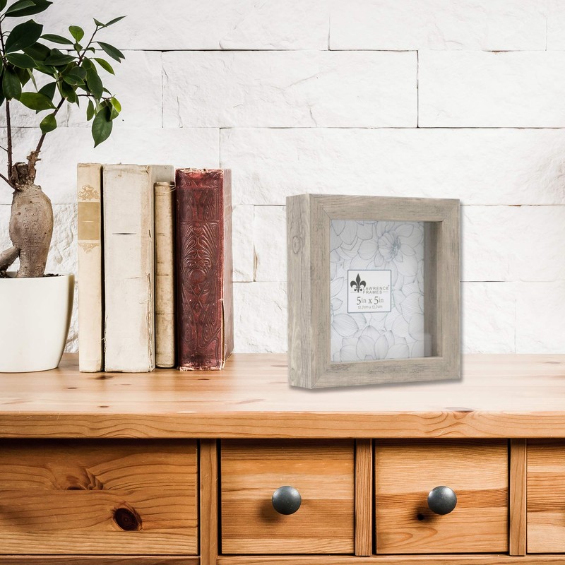 Lawrence Frames Shadow Box Frame, 5x5, Natural Gray