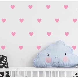 2inchx100 Pieces DIY Heart Wall Decal Vinyl Sticker for Baby Kids Children Boy Girl Bedroom Decor Removable Nursery Decoration (Soft Pink)