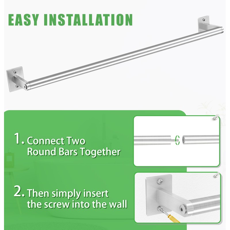 VOTZAAQ Brushed Nickel Towel Bar for Bathroom Wall,Stainless Steel Towel