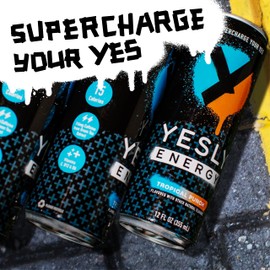 Yesly Energy - All Natural Clean Energy Drink - Zero Sugar Functional Energy – 114mg of Green Tea Extracted Caffeine Per Serving - Tropical Punch, 12 Fl Oz (Pack of 12)