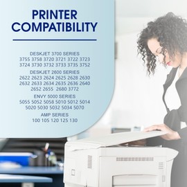 Printer Ink 65 65XL Ink Cartridges Black/Color Combo Pack for HP Ink 65 HP65 XL 65XL Black and Color Combo Pack for 5055 5000 5052 5010 5070 5014 3755 3700 3772 2600 3752 2652 2655 2622 2640