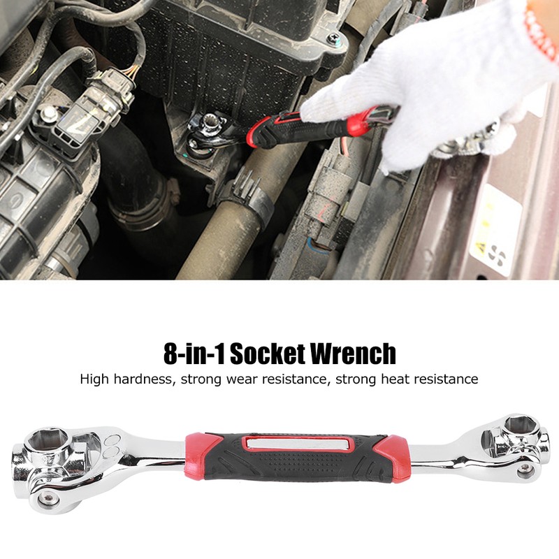 8‑in‑1 Socket Wrench Rotatable Double‑Ended High‑Carbon Steel Magnet Repair Hand