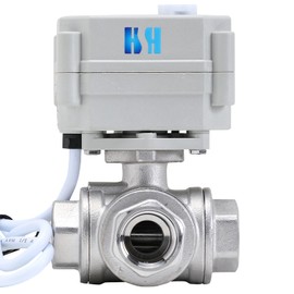 HSH-Flo 3 Way 1/2" DN15 12V/24V AC/DC L Port Auto Return Stainless Steel 304 Electrical Position Feedback On/Off Motorized Ball Valve