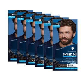 Schwarzkopf Men Perfect Beard Colouration 80 Natural Black/Brown Level 2 (6 x 30 ml), Beard Dye for Concealing Grey Hair for a Natural-Looking Result, Quick Application