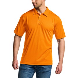 CQR Men's Polo Shirts, Tactical Short Sleeve Golf Performance Shirts, Lightweight Dry Fit UPF 50+ Pique, Frost Essential Orange, XX-Large
