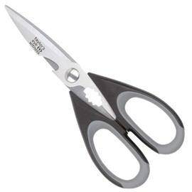 Taylors Eye Witness Heavy Duty Kitchen Scissor Shears - Large, Strong, Soft Grip, Dishwasher Safe, Multi-purpose, Utility Food Cooking Snips, Bottle Opener & Safety Sheath. (Grey)