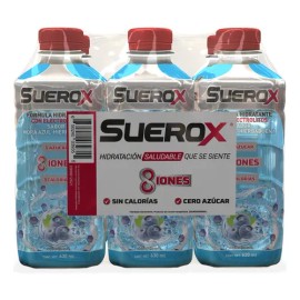 Bebida Hidratante Suerox 8 Iones Mora Azul C/6 Pzas 630 Mls