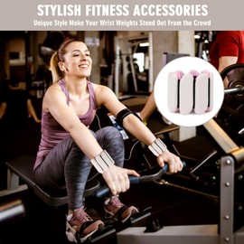 Wrist Weights - 1 Pair (1 lb Each) | Adjustable Wearable Wrist Ankle Weights, Silicone Wrist Bangles Leg and Arm Weights for Women | Yoga, Dance, Pilates, Swimming, Walking and Gym (White)