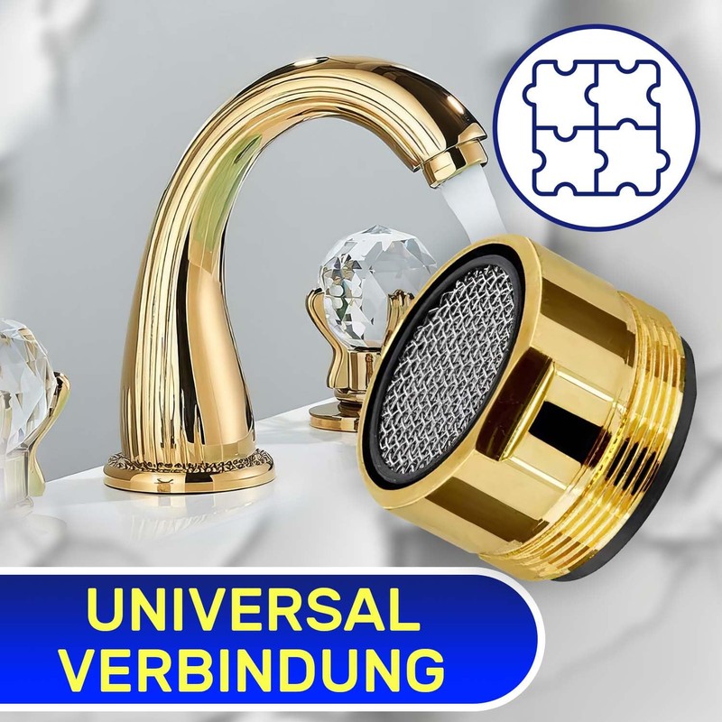 Aerator for taps with connection M24. Made of gold-plated brass.