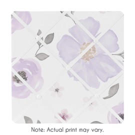 Sweet Jojo Designs Lavender Purple, Pink, Grey and White Fabric Memory Memo Photo Bulletin Board for Watercolor Floral Collection - Rose Flower