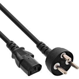 InLine power cable, power plug to IEC plug C13, Black 5m