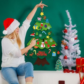 KEYIDO Felt Christmas Tree for Toddlers and Kids 3.2FT Velcro Xmas Tree with 32Pcs Detachable Stick on DIY Christmas Decorations and 6Pcs Ornaments of Which are Replaceable