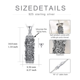 TOUPOP May Birth Flower Urn Necklace for Ashes S925 Sterling Silver Hawthorn Cremation Jewelry for Ashes for Women Men Birth Month Flower Keepsake Memorial Urns Pendant with Funnel Filler