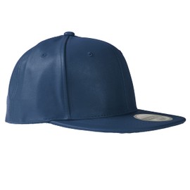 PLAIN GEAR - Gorros planos de piel sintética para hombres y mujeres, gorra deportiva con ala a presión, color sólido con cierre a presión, marino, Talla única