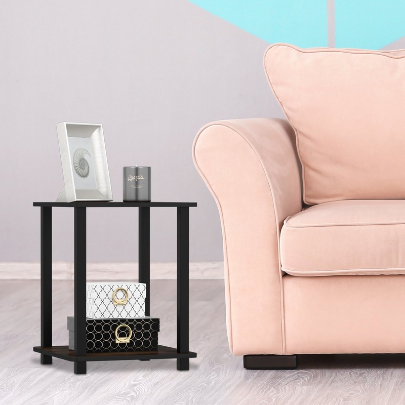 Furinno Simplistic End Table, Columbia Walnut/Black