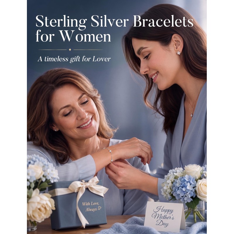 Fansilver Sterling Silver Lobster Bracelet for Women Stackable Bracelet Set
