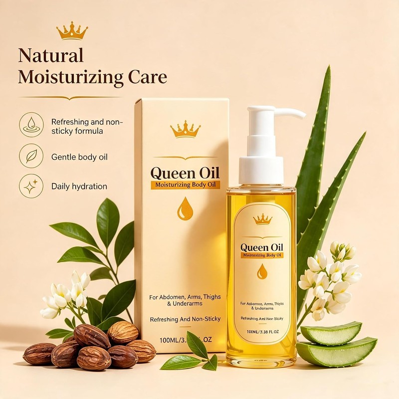 Queen Body Oil, Cold-Pressed Botanical Fast-Absorbing Oil (2 Pcs)