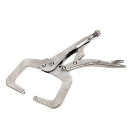 IIVVERR Silver Tone Fixed Head Adjustable Spring Loaded C Type Clamp Vise Grip Locking Welding Pliers 11" Long (Silver Tone Headed Fixed Spring Loaded C Type Clamp Vise Grip Locking Alicates para 11'