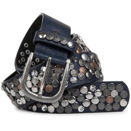 styleBreaker, Women's Genuine Leather Belt with Various Rhinestone Rivets in Vintage Style, 03010051 - 80cm