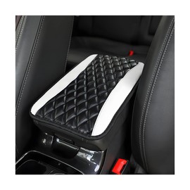 Osilly Car Center Console Pad, Universal Waterproof Armrest Seat Box Cover, 12.6" x 7.5" PU Leather Auto Armrest Protector, Car Interior Accessories Decor for Most Vehicles, Truck, SUV (White)