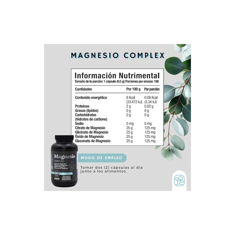 Momosie Complejo de Magnesio 1 Frasco de 180 Cápsulas Rinde