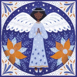 Museums & Galleries Charity Christmas Cards - Angel in Blue - Eco-Friendly and Recyclable - Pack of 8 Cards
