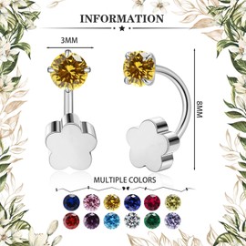 Tiny 3mm Birthstone Earrings Small Huggie Half Hoop Earrings with Flower Flat Back for Women Girls，G23 Hypoallergenic Minimalist Tiny Cartilage Earring (Silver, March- Blue Aquamarine)