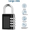 Candado de combinación 4 dígitos, 2 piezas negro y plata