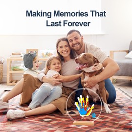 Family Handprint Kit - Baby Hand and Footprint Kit, Gift for New and Expecting Parents - Family Gifts Ideas - DIY Craft Newborn Keepsake Baby Shower Gifts - 4 Non-Toxic Paints (Round)