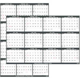 2026 Dry Erase Calendar – Large Yearly Wall calendar 2026, 38.2'' x 25.2'', 2-Side Reversible Calendar 2026, Vertical/Horizontal, Jan 2026 – Dec 2026, 2026 Wall Calendar with Notes, Stickers - Grey