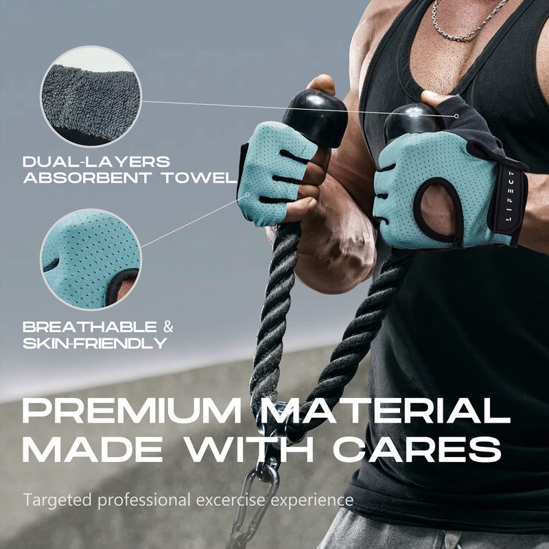 KANSOON Essential Breathable Workout Gloves, Weight Lifting Fingerless Gym Exercise