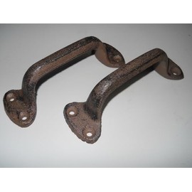 4 Heavy Duty Rustic Cast Iron Barn Handles - Antique Style Gate Pulls, Decorative Shed Door Hardware Vintage Decor