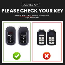 OLLEN Funda de llave inteligente de cuero genuino, Compatible con Honda Civic Accord HR-V CR-V Pilot Sport SI EX EX-L Touring 2022-2025 2026~, Protector de llave remota inteligente de cuero, 5 botones