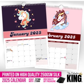 The Calendar King // Unicorn - 2025 Wall Calendar (Full Colour, A4 Size)