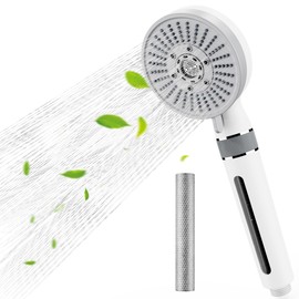 Wothfav Shower Head with Filter, 5-Speed Boost Mode Shower Head, ACF Carbon Fibre Filtration Shower Head Water Saving, Hand Shower, Shower Head Shower for Hard Water, Residual Chlorine, Bacteria,
