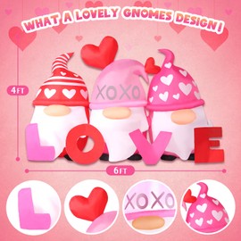 Opemon Valentines Day Inflatables Outdoor Decorations 6ft long Gnomes Holding LOVE Blow up Yard Inflatables Outdoor Decorations Home Decor for Romantic Party, Wedding Anniversary, Holiday Celebrations