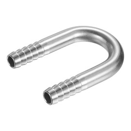 PATIKIL 1/2" (12mm) x 1/2" (12mm) Hose Barb Fittings, 2 Pcs 304 Stainless Steel U Shaped Joint Connector Barbed Fitting Metal Splicer