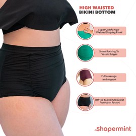 SHAPERMINT Essentials Shapewear Swimear Bottom,Ocean Blue,2XL