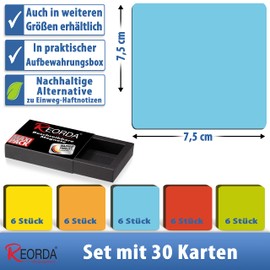 Reorda® Magnetic Strips Writeable – Pack of 30 Rewritable – 7.5 x 7.5 cm (Colourful) – Writeable Magnets for Whiteboard, Kanban, Magnetic Board or as Writeable Magnets for the Fridge