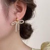 Aonklot Pearl Bow Earrings Pearl Earrings for Women Bow Earrings